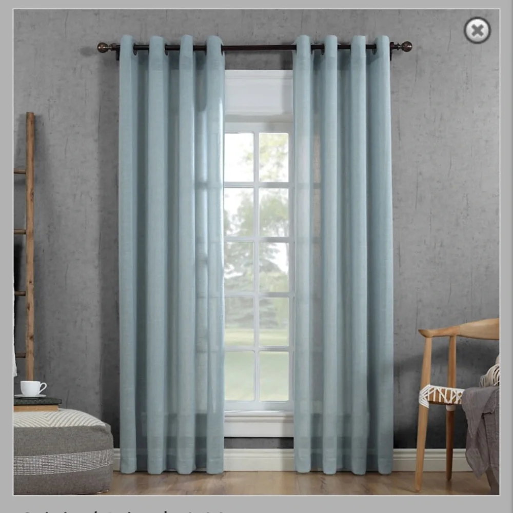 One Panel - Akari Dusty Blue Sheer Grommet Window Panel 84in.